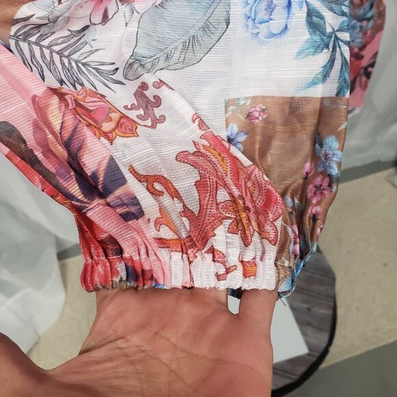 NWOT Cutely Covered Pink Floral Patchwork Boho High Neck Mini Dress Tunic 3X - Picture 5 of 12